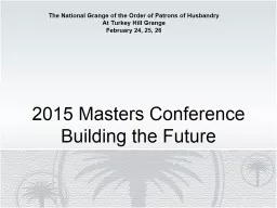 2015 Masters Conference Building the Future