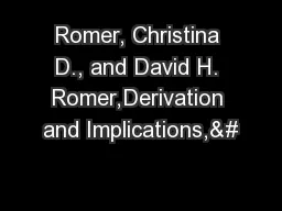 Romer, Christina D., and David H. Romer,Derivation and Implications,&#
