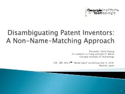 Disambiguating Patent Inventors: