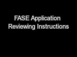FASE Application Reviewing Instructions