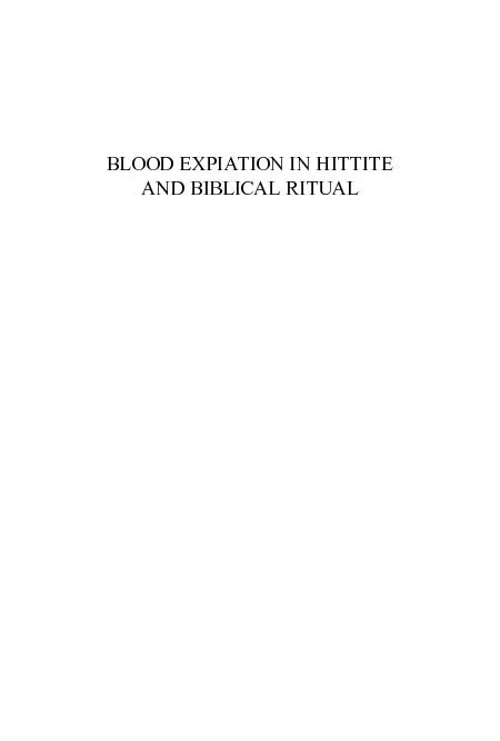 BLOOD EXPIATION IN HITTITAND BILICAL RITUAL