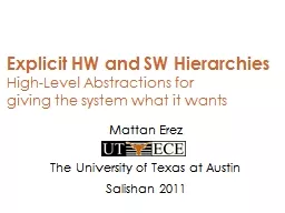 Explicit HW and SW Hierarchies