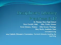 Disciplinary Literacy Practices 6-12