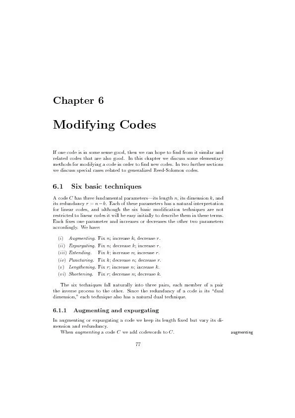 Chapter6ModifyingCodesIfonecodeisinsomesensegood,thenwecanhopetondfro