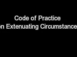 Code of Practice on Extenuating Circumstances