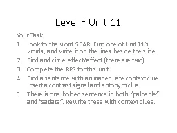 Level F Unit 11
