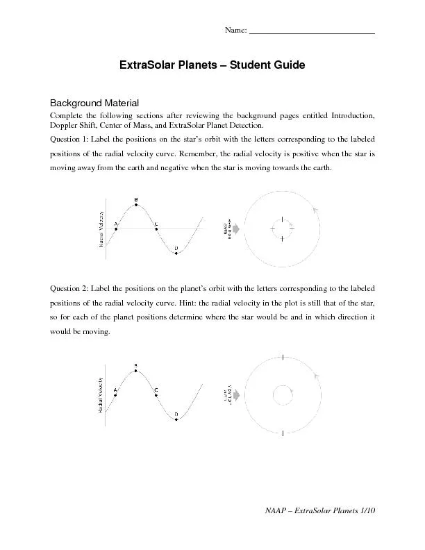 NAAP ExtraSolar PlanetsxtraSolar Planets Student GuideBackground Mat
