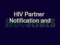 HIV Partner Notification and