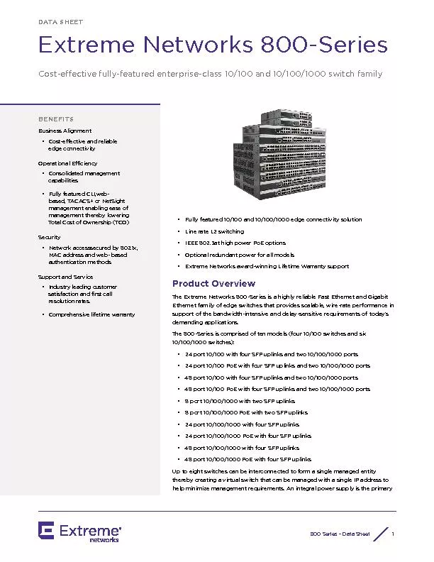 DATA SHEETExtreme Networks 800-Series