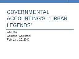 Governmental Accounting’s “Urban legends”