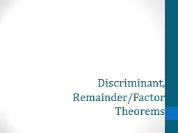 Discriminant, Remainder/Factor Theorems