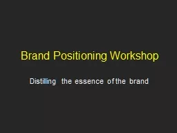 Brand Positioning Workshop