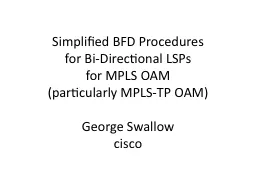 Simplified BFD Procedures
