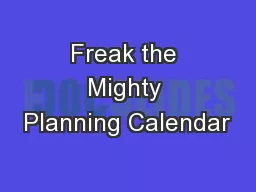 Freak the Mighty Planning Calendar