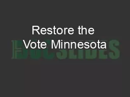 Restore the Vote Minnesota