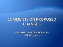 Comments on Proposed Changes