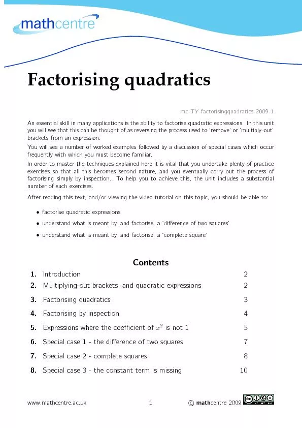 Factorisingquadratics
