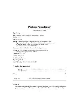 Package quadprog July   Type Package Title Functions to solve Quadratic Programming Problems
