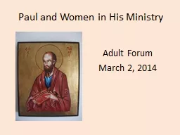 Paul and Women in His Ministry
