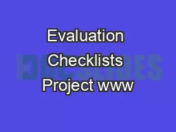 Evaluation Checklists Project www