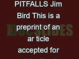 WORKLIFE BALANCE DOING IT RIGHT AND AVOIDING THE PITFALLS Jim Bird This is a preprint