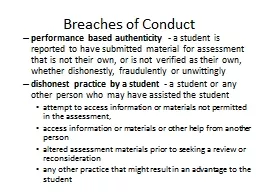 Breaches of Conduct