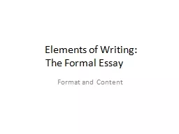 Elements of Writing: