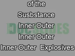 Packing group of the Susbstance Inner Outer Inner Outer Inner Outer  Explosives