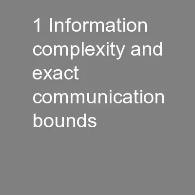 1 Information complexity and exact communication bounds
