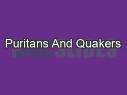 Puritans And Quakers