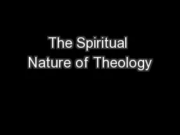 The Spiritual Nature of Theology