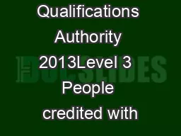 New Zealand Qualifications Authority 2013Level 3  People credited with