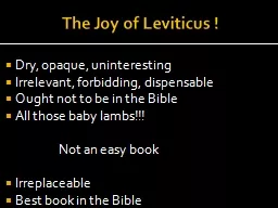 The Joy of Leviticus !