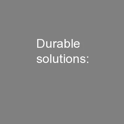 Durable solutions: