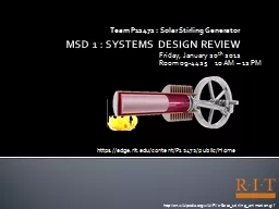 MSD 1 : SYSTEMS DESIGN REVIEW
