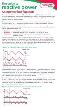 The guide to reactive power An npower briefing note lectricity can be either direct current