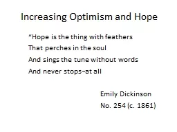 Increasing Optimism and Hope