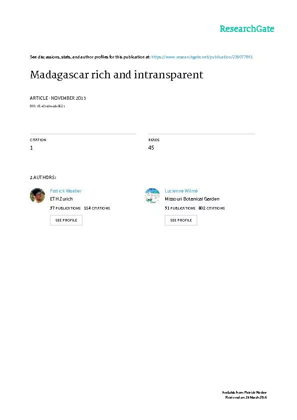 MADAGASCAR CONSERVATIONDEVELOPMENTVOLUME8
