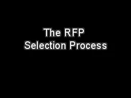 The RFP Selection Process