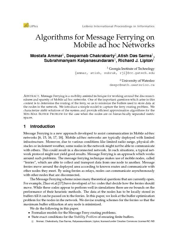 2ALGORITHMSFORMESSAGEFERRYINGDeviseapproximationalgorithmsforbufferop