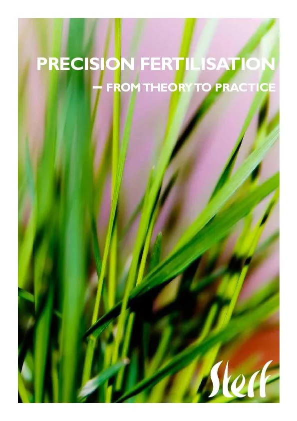 PRECISION FERTILISATIONFROM THEORY TO PRACTICE