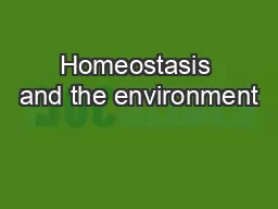 Homeostasis and the environment