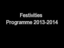 Festivities Programme 2013-2014