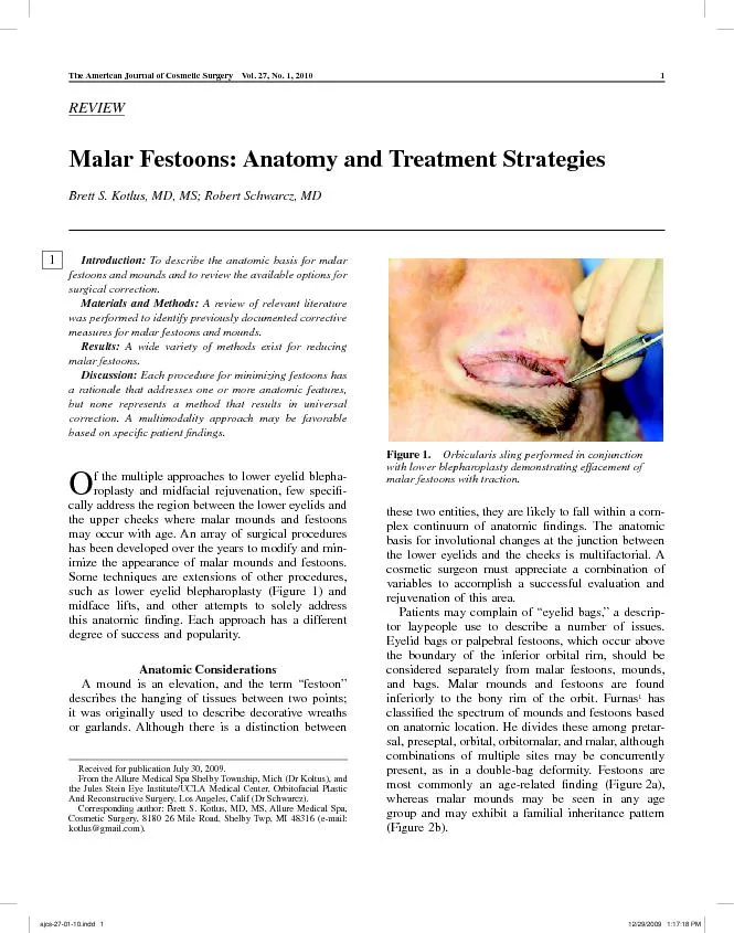 The American Journal of Cosmetic Surgery Vol. 27, No. 1, 2010 To descr