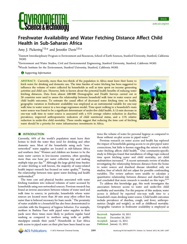 FreshwaterAvailabilityandWaterFetchingDistanceAffectChildHealthinSub-S