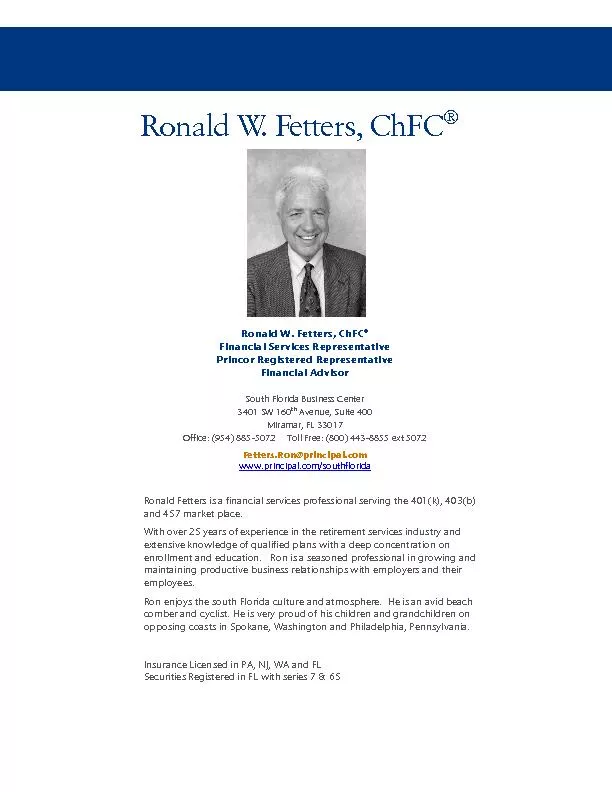 Ronald W. Fetters, ChFC