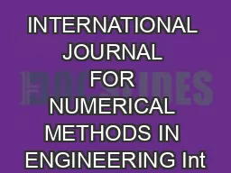 INTERNATIONAL JOURNAL FOR NUMERICAL METHODS IN ENGINEERING Int