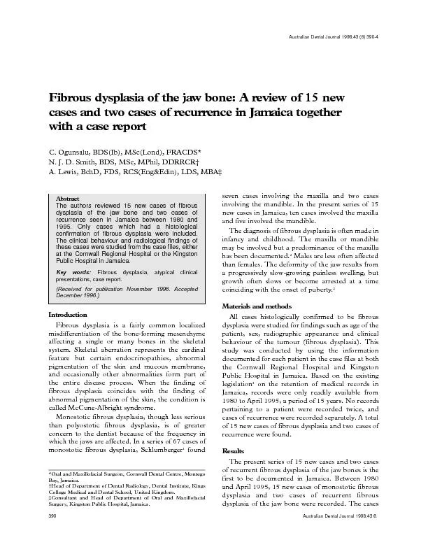Abstractdysplasia of the jaw bone and two cases of