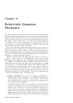Chapter RelativisticQuantum Mechanics wheaimofthischapteristointroduceandexploresomeofthesimplestaspects