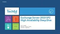 Exchange Server 2010 SP2 High Availability Deep Dive